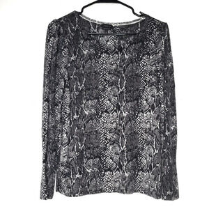Talbots Pure Merino Wool Sweater Size M Snake Print Long Sleeves Lightweight Top